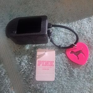 PINK Victoria's Secret Black Holder with Pink Heart Charm